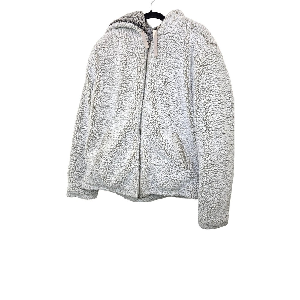 Thread+ Supply Sherpa Fleece Hoodie Jacket‎ Soft Warm & Cozy Light Gray Size L